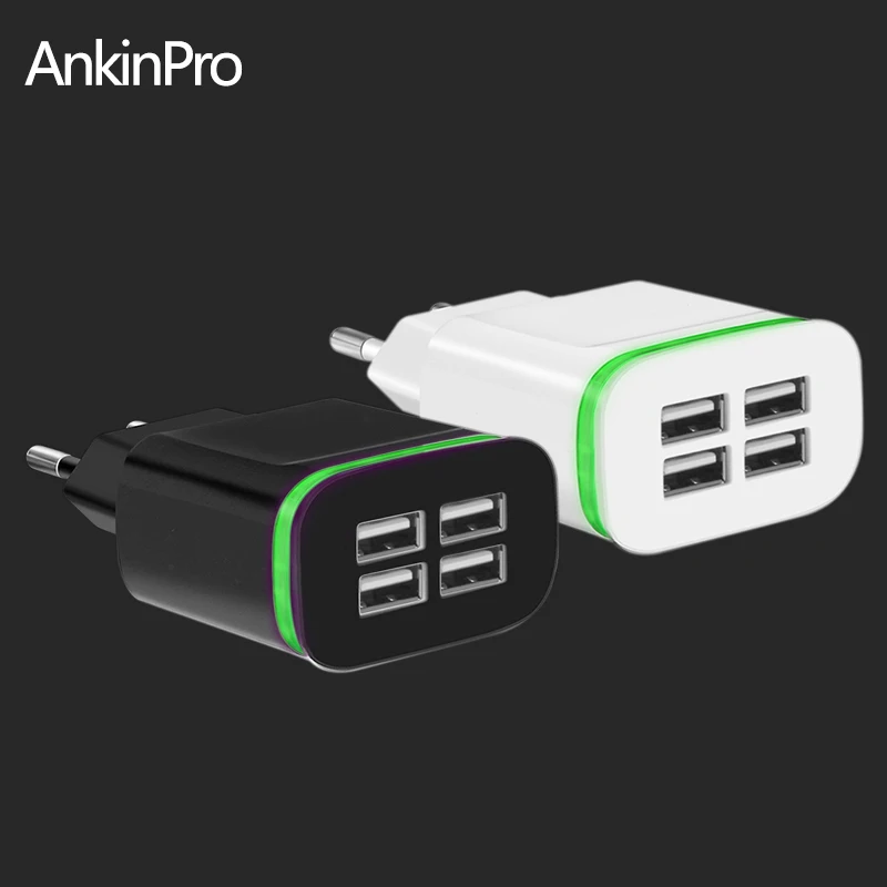 CinkeyPro 4 Порты USB Зарядное устройство для iPhone iPad Samung зеленый светодиодный фонарь 5