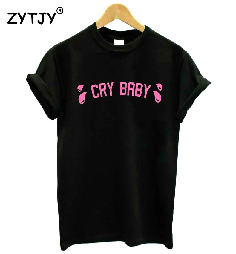 Женская футболка с принтом Cry Baby crybaby хлопковая Повседневная забавными розовыми