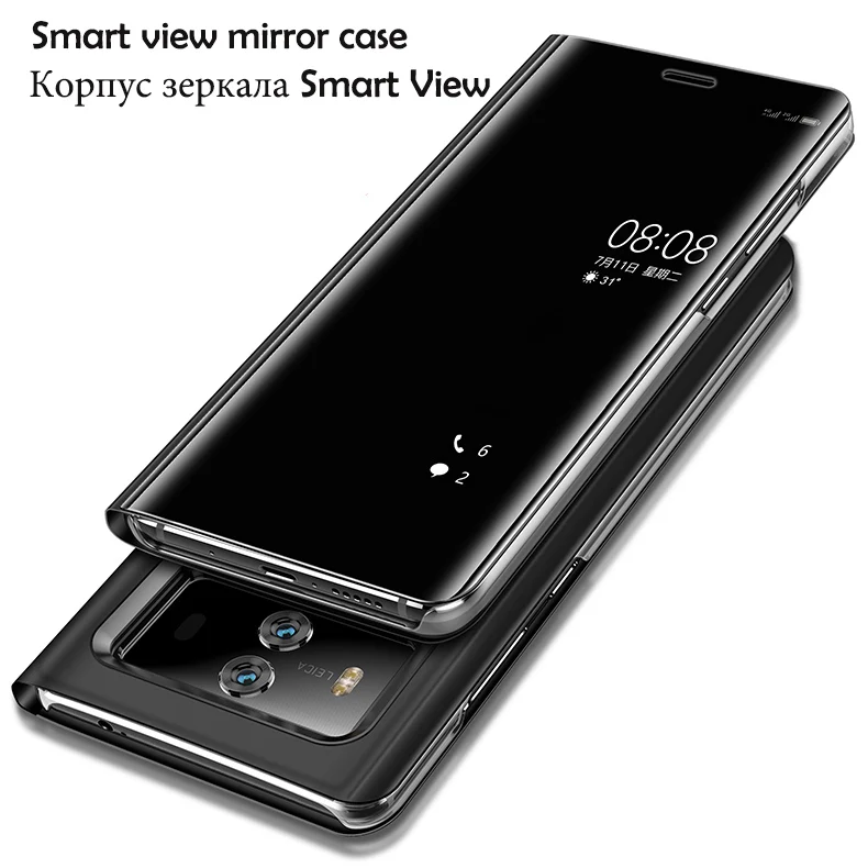 Для Huawei P20 Pro Smart Flip Чехол для Mate 10 Mate10 Lite чехол зеркальный вид Honor V10 9 Capa|Бамперы| |