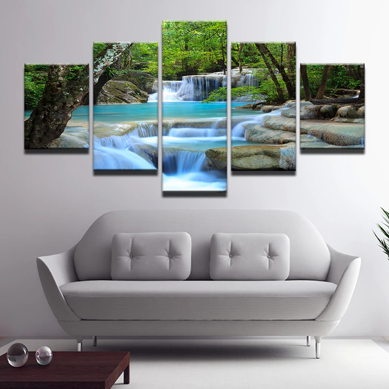 Большой Холст настенное искусство водопад картина фэн шуй украшение печать