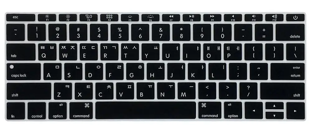 Черный Корейская клавиатура крышка для MacBook не с сенсорной панелью 13pro A1708 retina 12 дюймов A1534 Клавиатура ноутбука защитная пленка - Цвет: Черный