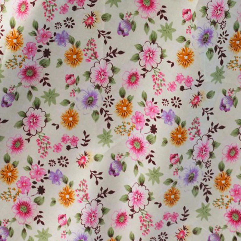 Красивые белые и синие цветные цветы хлопковая ткань саржевая для лоскутного
