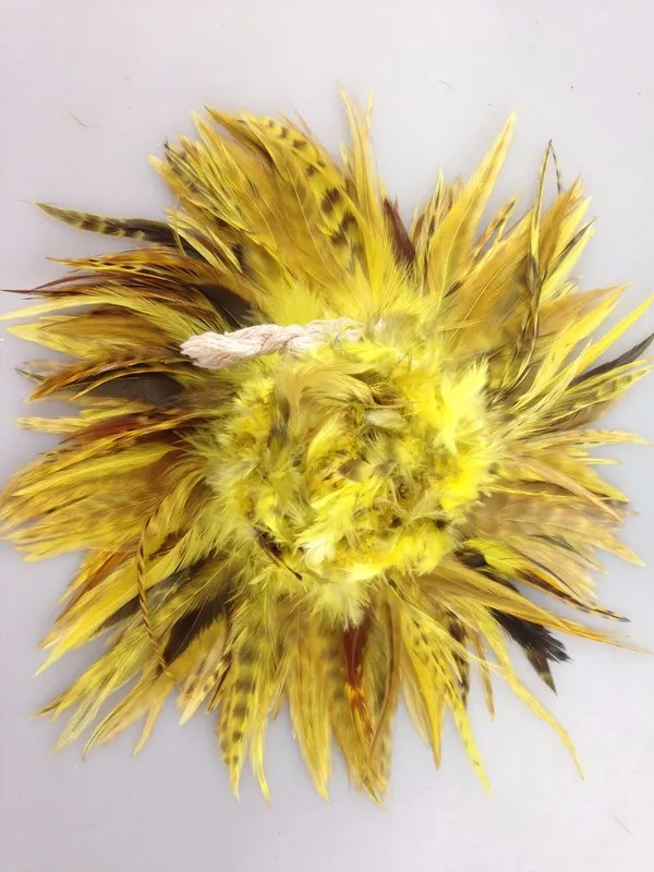 100 шт 4 6 дюймов желтый петух перо Баред гризли перья для наращивания волос курица
