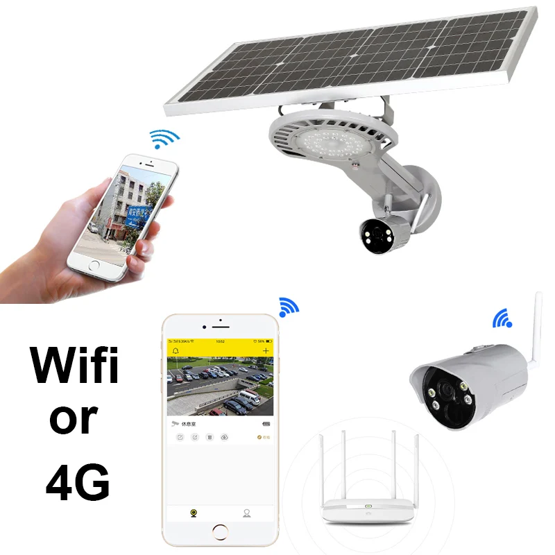 Противоугонный мобильный беспроводной 4g wifi контроль 30 Вт Мониторинг cctv Солнечный светодиодный уличный светильник