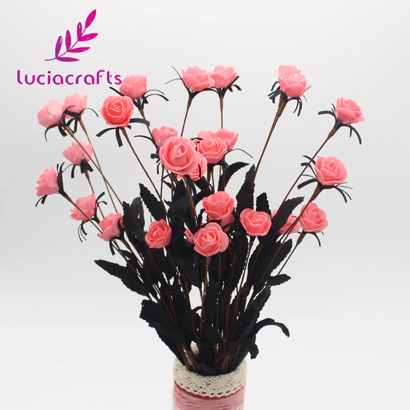 Lucia crafts 1 комплект 15 головок поддельные цветы Роза голова пена для искусственных цветов роза DIY домашнее свадебное украшение A1304