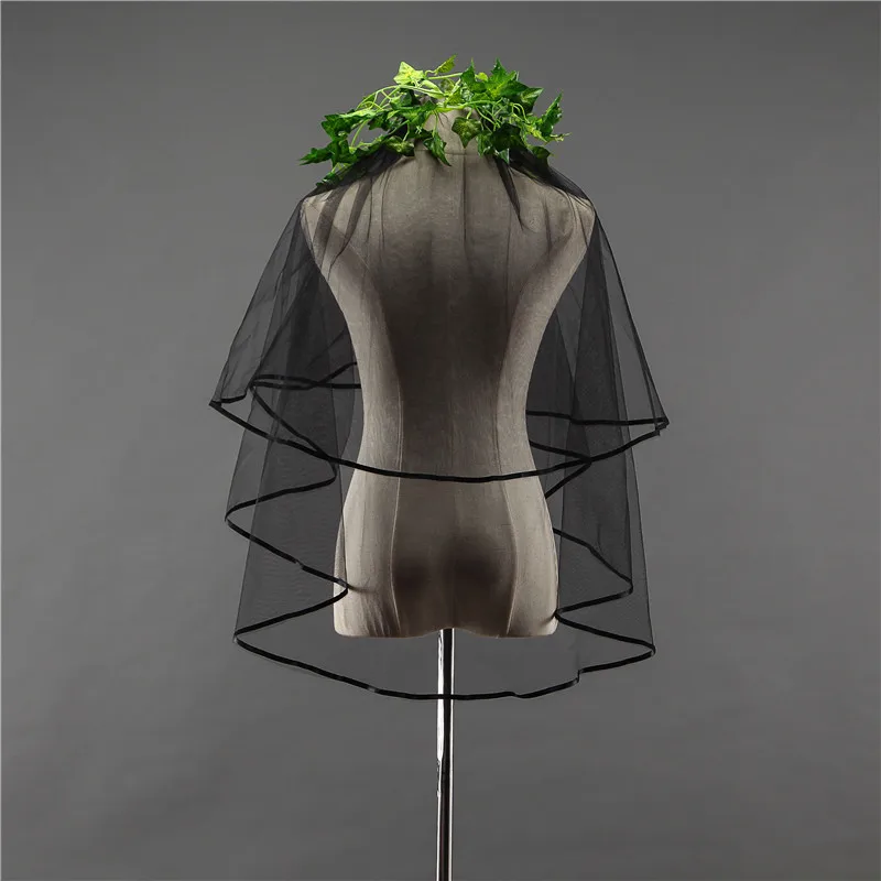 Черный Люкс Покрывал с Расческой 2 Слоя Тюль Горячие Продажа Свадебные