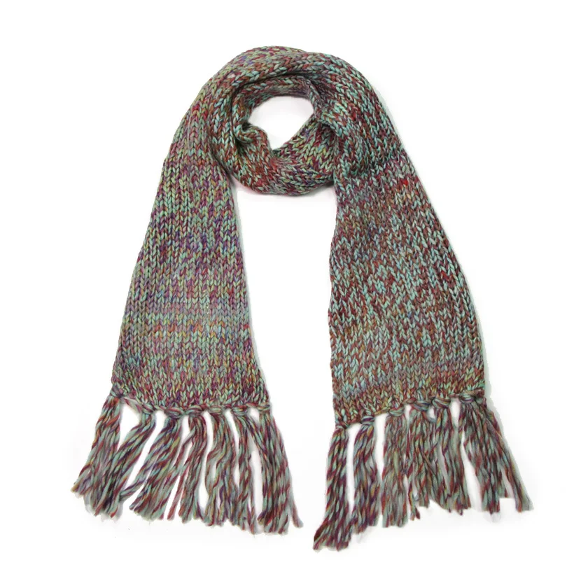 Женский зимний шарф вязаный теплый утолщенная Бандана с длинной кисточкой