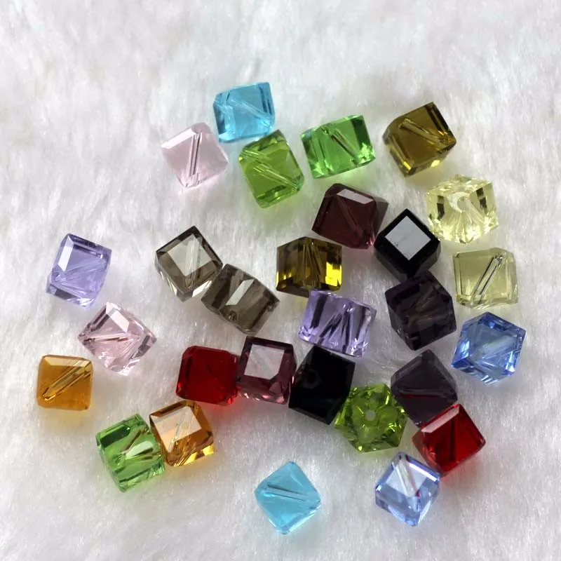 100 шт./лот бусины квадратной формы для ювелирных изделий 7x7 мм разноцветные
