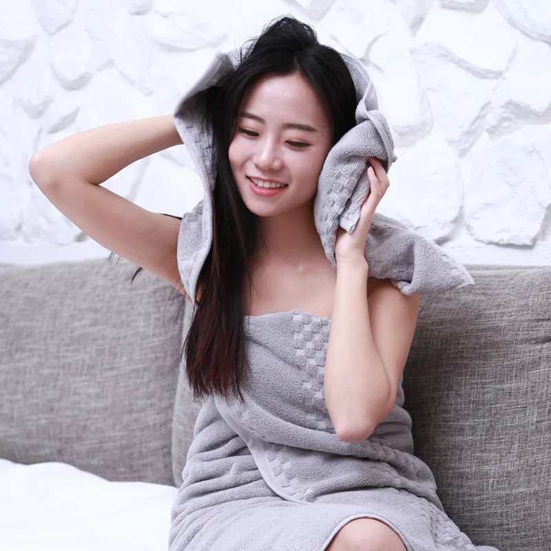 1 полотенце + банное женское Впитывающее 100% хлопковое быстросохнущее толстое