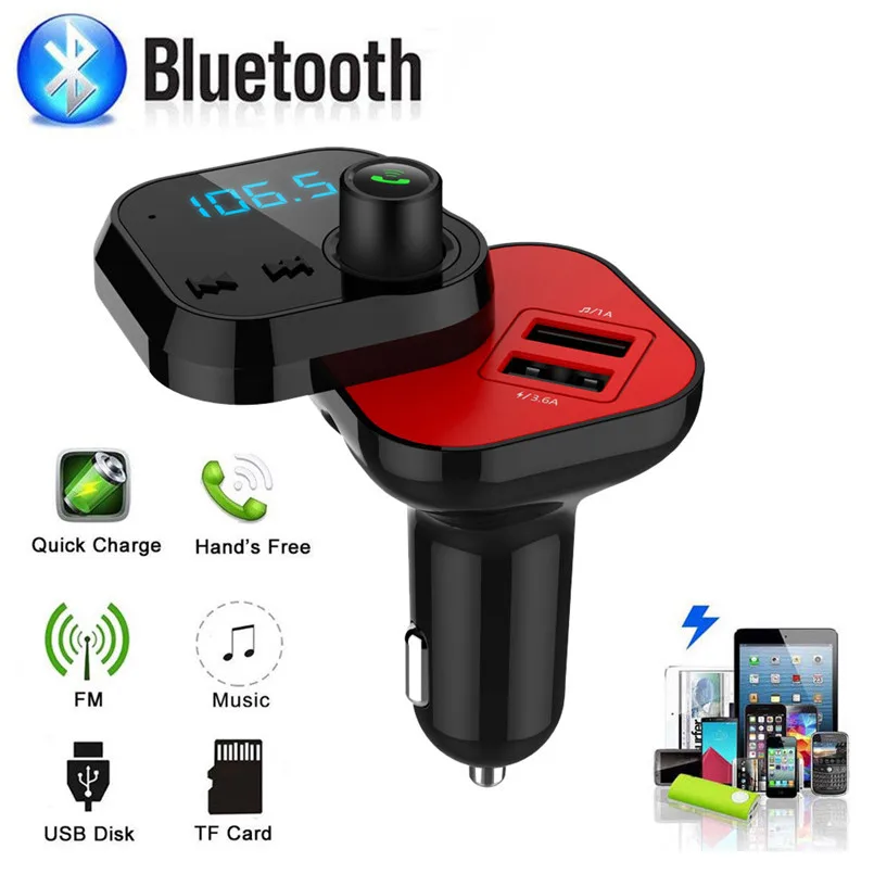Wireless Car FM Transmitter Dual USB Mp3 Player Bluetooth Handsfree Calling LED Display Support TF Card /U Disk Music Play 30A20 |