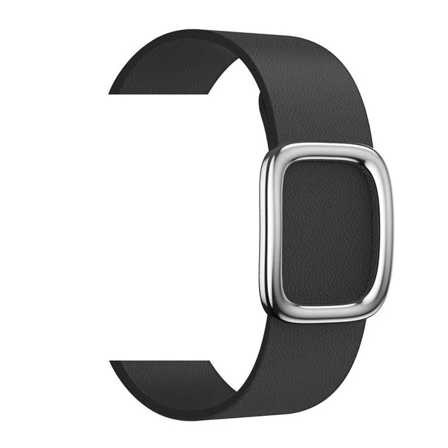 Black Кожаный браслет-петля, современный ремешок с пряжкой для Apple Watch, серия 5, 4, 40 мм, 44 мм, ремешок для браслета iWatch, серия 3, 2, 1, 38 мм, 42 мм - Цвет ремешка: Black