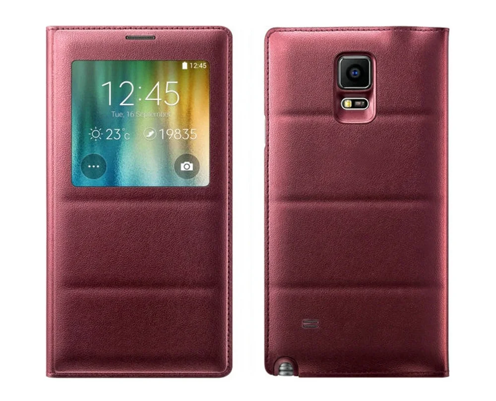 Asuwish откидная крышка кожаный чехол для Samsung Galaxy Note 4 Note4 N910 N910F N910H телефона чехол Smart View с чип