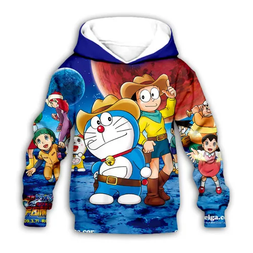 kawaii Doraemon Nobita Nobi 3D galaxy print Kids japan Cartoon anime hoodies sweatshirt baby boy girl Children casual pullover