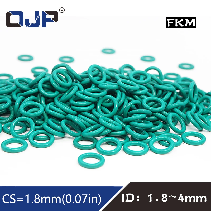 10PCS/lot Fluorine rubber Green FKM Oring Seal 1.8mm Thickness ID1.8/2/2.24/2.5/2.8/3.15/3.55/3.75/4mm O-Ring Seal Gasket Washer