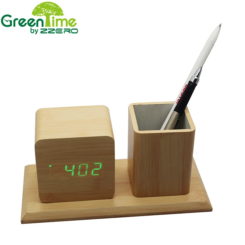 Новый контейнер ручки часы Винтаж LED Будильник с Температура Время Календарь