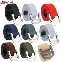 jovivi 1x unisex canvas web belt double d ring buckle military plain belts fashion casual pants belt birthday gift