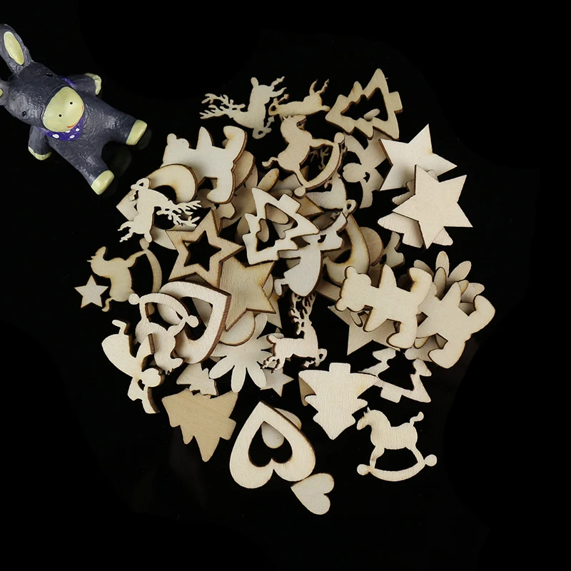 A Variety Of Styles Wooden Slices For Home Photo Ornament Wood DIY Accessories Embellishment for Art Handmade Crafts About 50pcs |