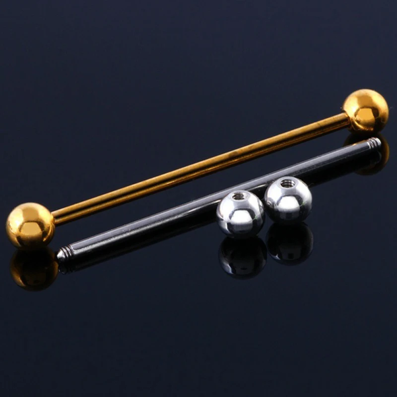 

Hot 1 PC Long Stainless Steel Industrial Piercing Ear Cartilage Plug & Tunnel Jewelry Earring Straight Ear Barbell Jewelry