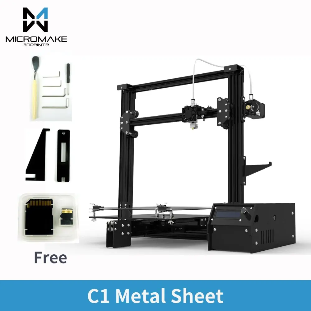 Micromake 3d принтер большой размер печати 245*245*260 мм Micromake C1 металлический лист/Arcylic H-boxxz структура DIY Kit