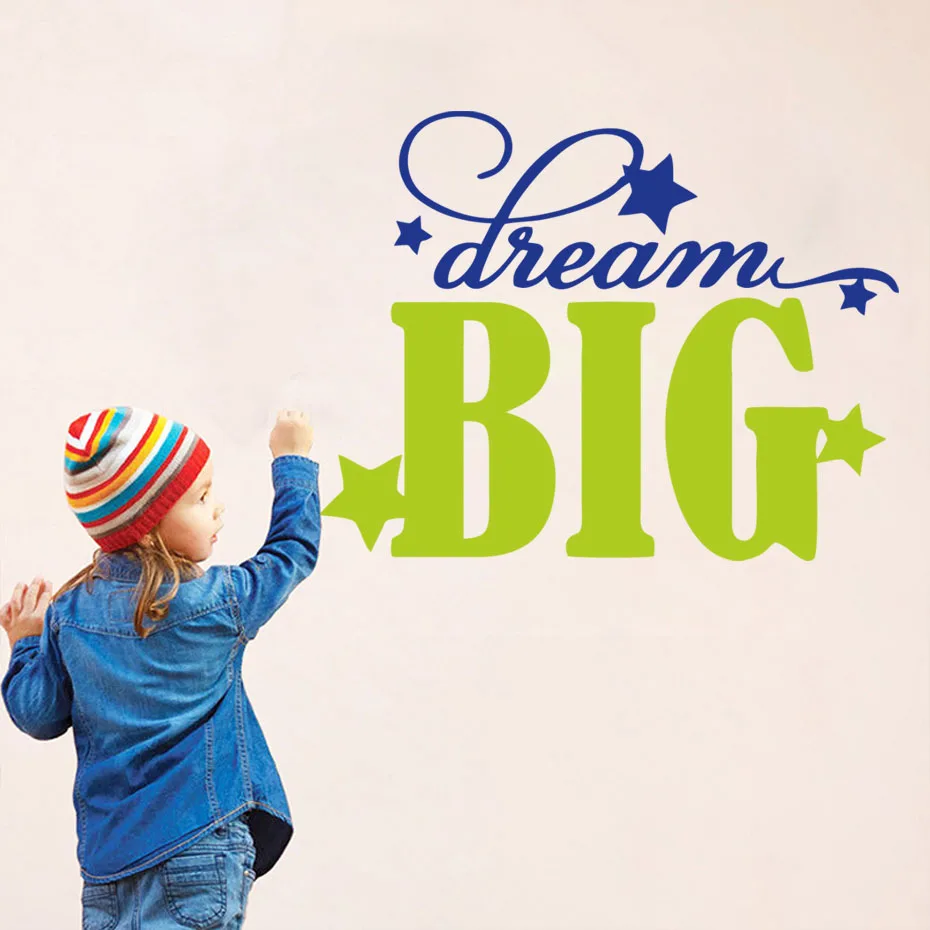 Dream Big Inspirational Quote Настенная Наклейка съемная ПВХ для детских комнат