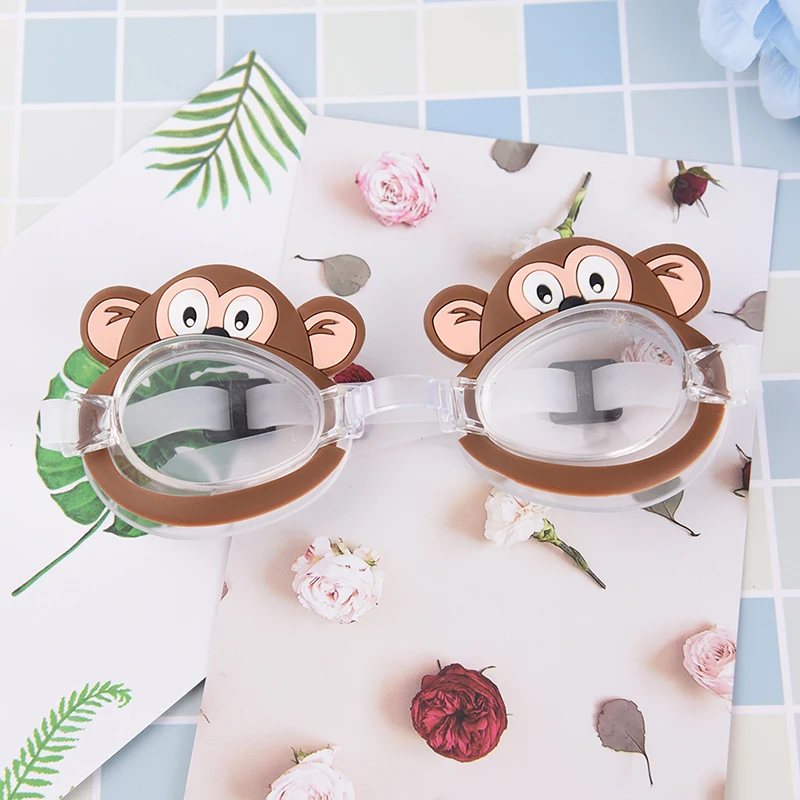 Monkey Спортивные очки для плавания на открытом воздухе, милые Мультяшные очки для бассейна, очки для плавания, Детские регулируемые водонепроницаемые противотуманные очки - Цвет: Monkey