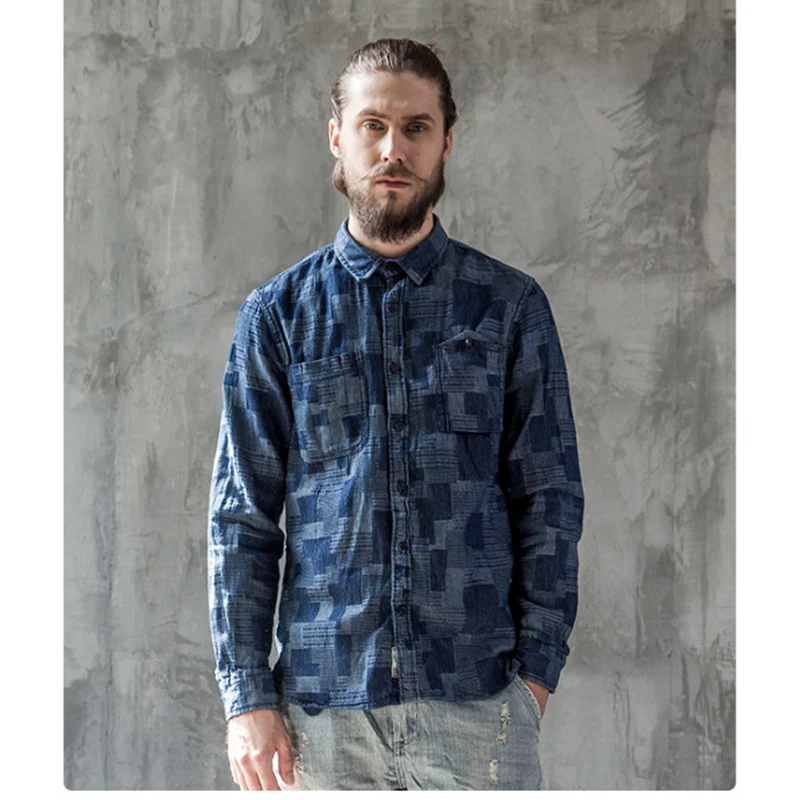 2017 брендовые новые мужские джинсовые рубашки Карго повседневные Модные