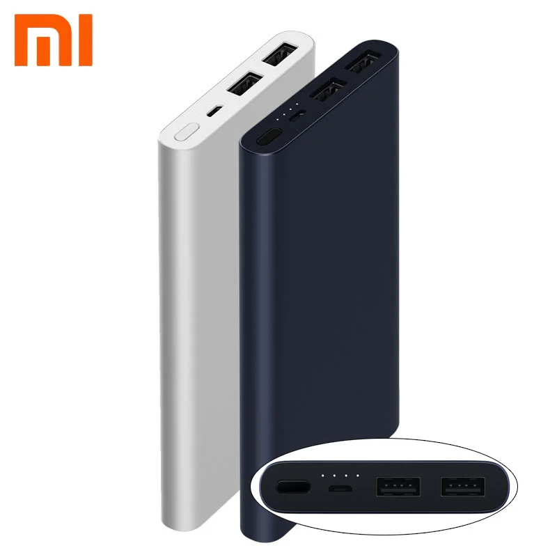 2018 новая версия Xiaomi Mi Мощность банк 2 10000 мАч Dual USB Выход двухстороннее 5 В/9V12V Quick