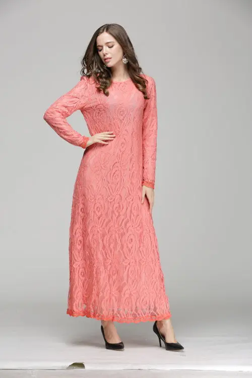 Платье женское кружевное мусульманское однотонное|muslim dress|islam malaysiamalaysia dress |