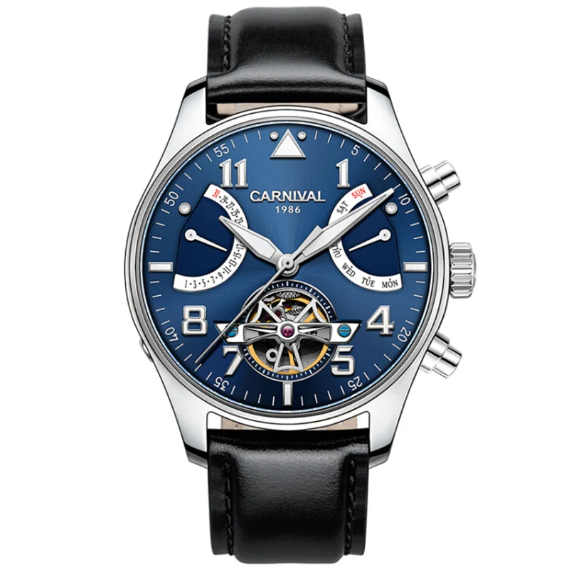 AAA карнавал Tourbillon механические часы Для мужчин Швейцарии Скелет пилота наручные