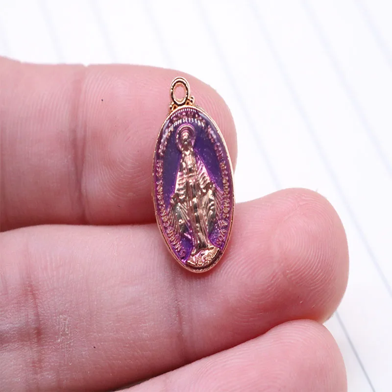 60 шт. Католическая Очаровательная Золотая медальон с изображением Марии мини