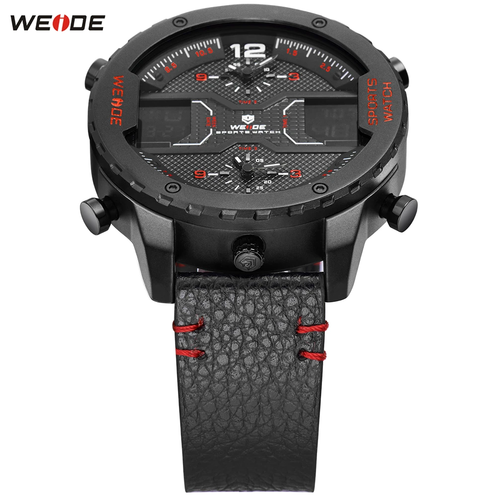 Часы WEIDE мужские классические кварцевые с ремешком из натуральной кожи |