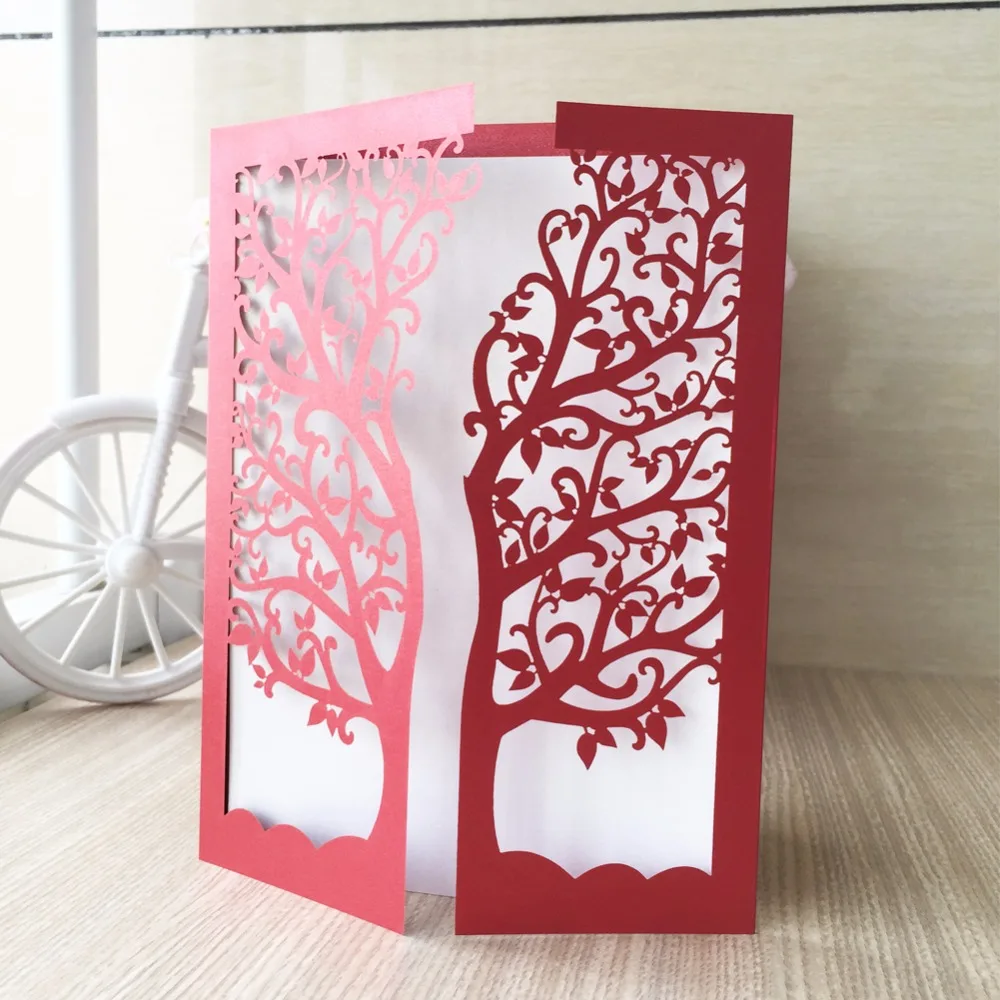 

25pcs Tree Wedding Invitations Card Vintage style Favor Decoration Birthday Party Business Invite Thank you Greeting Gift card