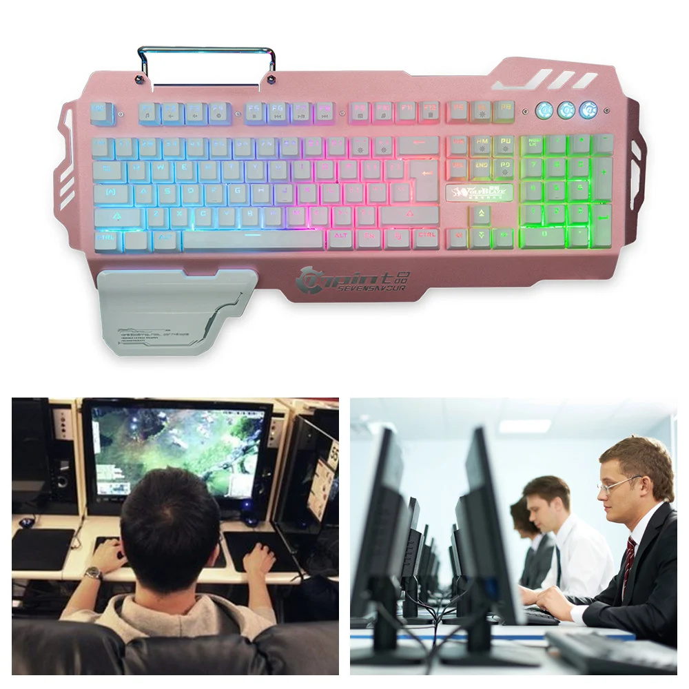 7pin PK900 игровая клавиатура с подсветкой механическая 104 клавиш 1 8 м кабель