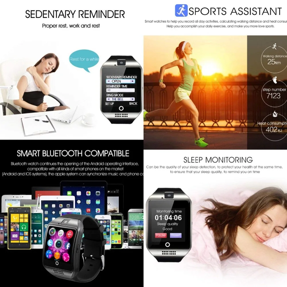 2018 best Bluetooth андроид смарт часы Сенсорный экран Sleep Monitor моды сотовый телефон Smartwat