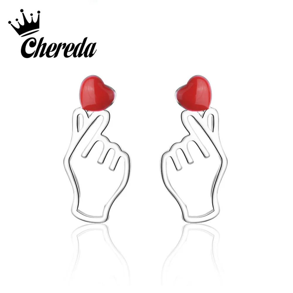 Женские классические серьги-гвоздики Chereda в вечерние сердца | Украшения и