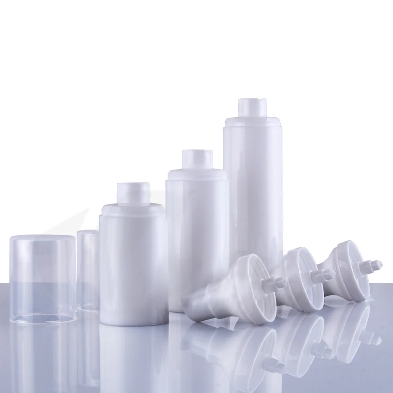Белая безвоздушная Бутылка объемом 50 мл для белого тела прозрачная крышка