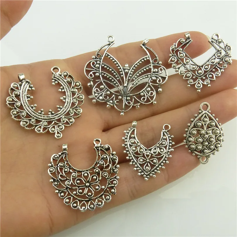 10 шт в этническом стиле полые Boho выгравировать вырезать виде цветов и листьев