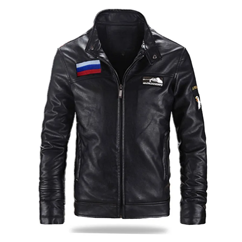 Новинка мужская кожаная куртка пальто 5XL 6XL пилот с воротником стойкой из