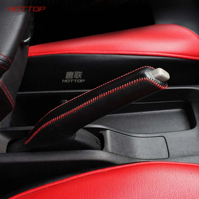 DIY Genuine Leather Red Line Shift Knob Cover &amp Handbrake For Honda Fit 2014 2015 2016 Jazz Automatic | Автомобили и мотоциклы