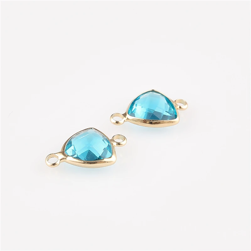 10pcs Triangle Glass Beads Necklace Bracelet For Jewelry Making Gifts Women Wholesale Bead Charms Golden Plated Brass | Украшения и