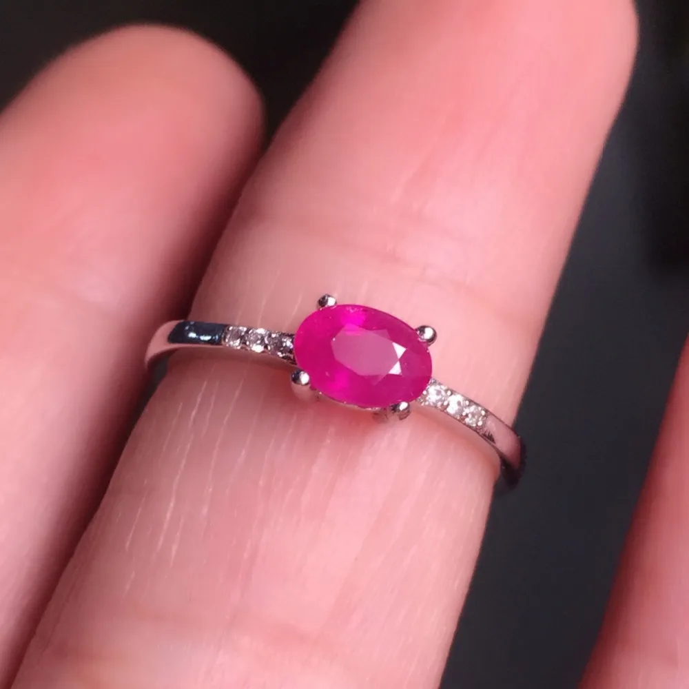 

KJJEAXCMY Fine Jewelry 925 Silver Inlaid with Natural Ruby Ring.