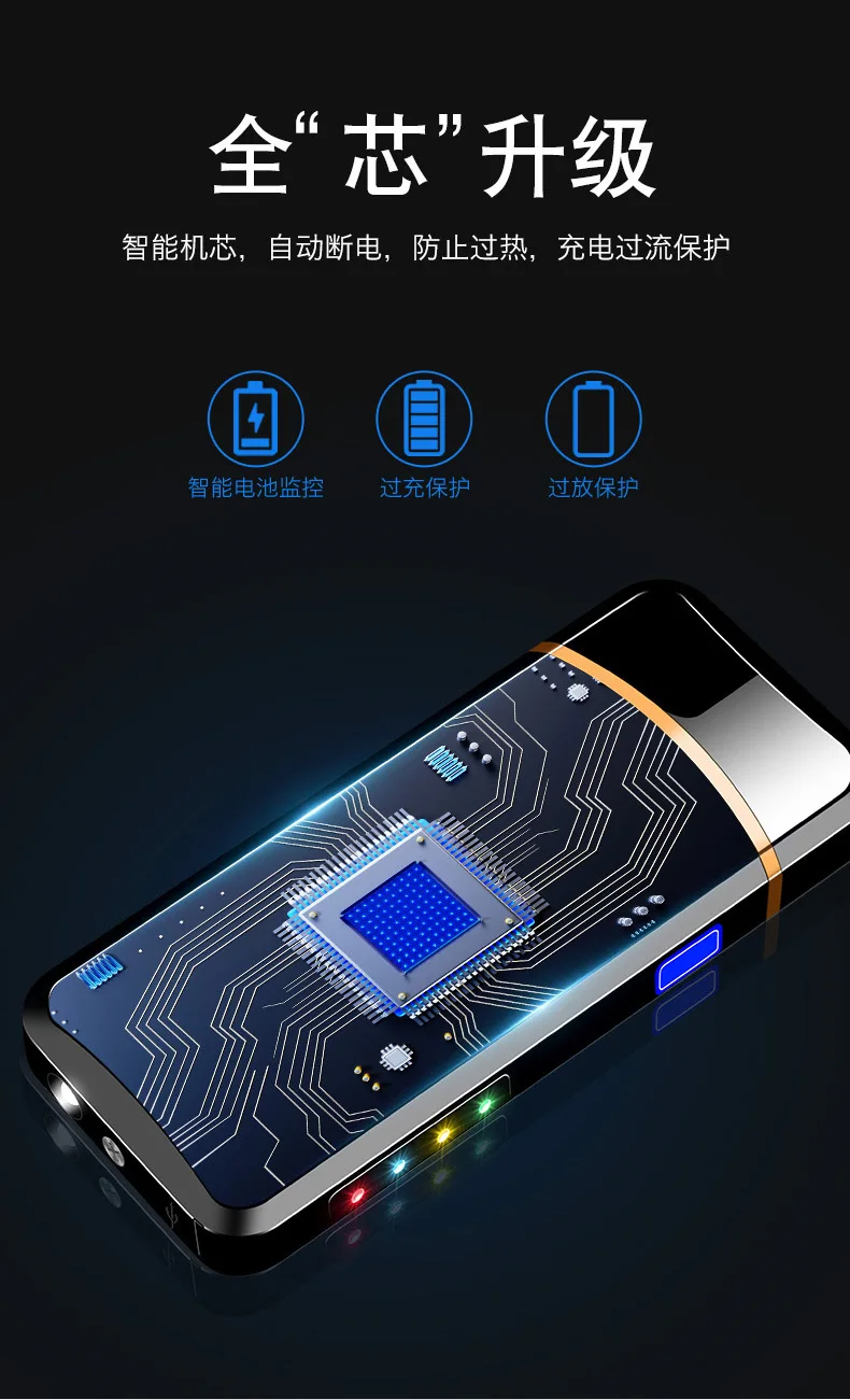 Электронная сигарета USB Зажигалка двойная дуга импульсная USB перезаряжаемая Зажигалка плазменная ветрозащитная беспламенная курительная электрическая зажигалка