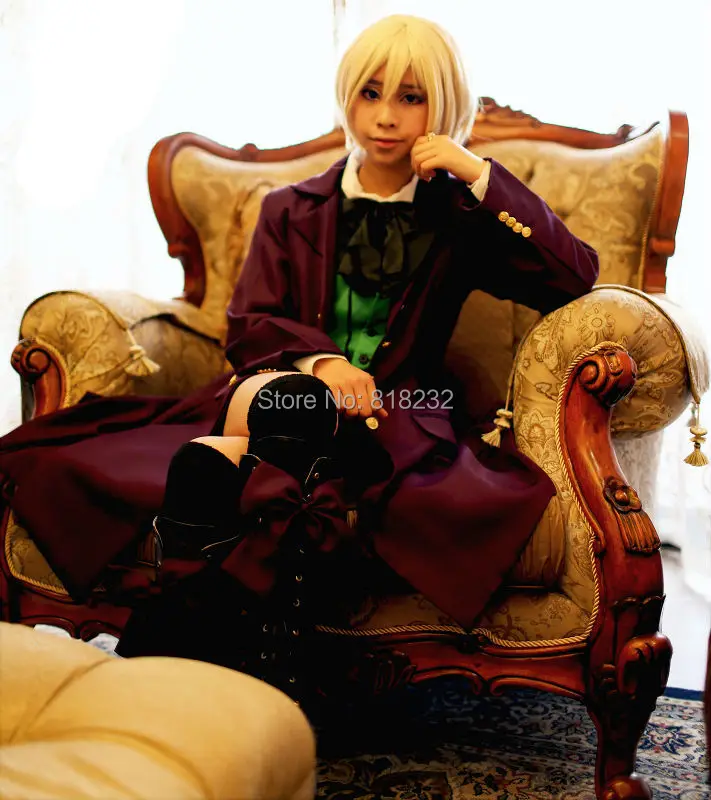 Костюм черный Батлер 2 Kuroshitsuji Alois Trancy пиджак рубашка шорты наряд для