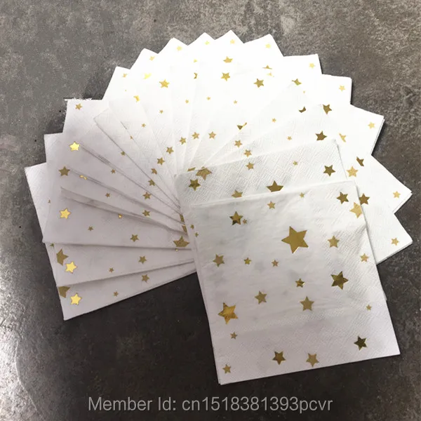 Бесплатная доставка 100 шт. бумажные салфетки из золотой фольги со звездами