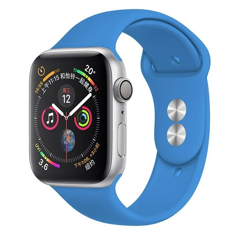 31 Blue Силиконовый ремешок для Apple Watch 42 мм 4 3 iwatch 38 мм 44 мм 40 мм pulseira correa браслет умные часы аксессуары петля - Цвет ремешка: 31 Blue
