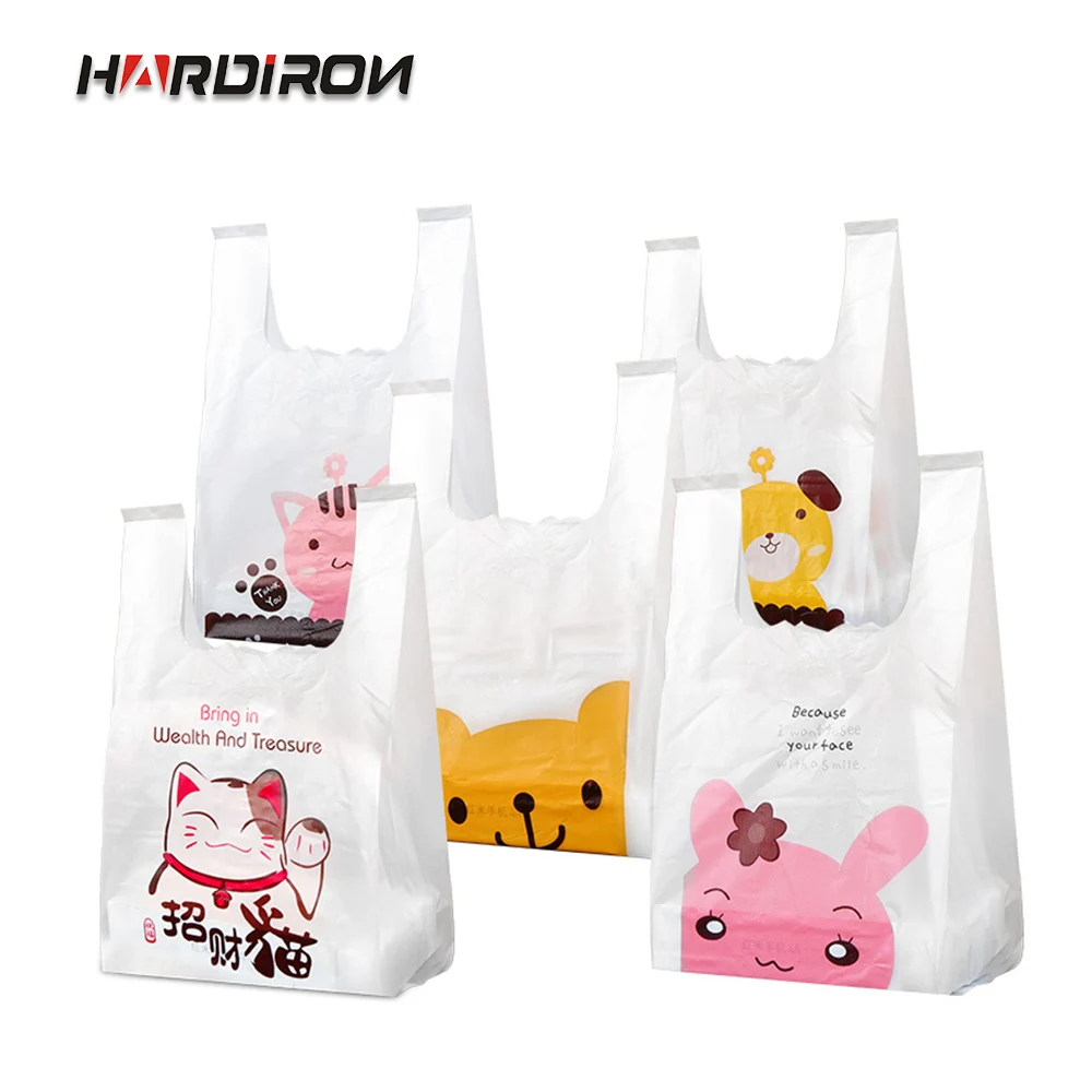 HARDIRON 50/100/200 шт 0,05 мм утолщаются мультфильм полиэтиленовый пакет для подарков супермаркет торговый жилет сумка для продуктов сумка-мешок