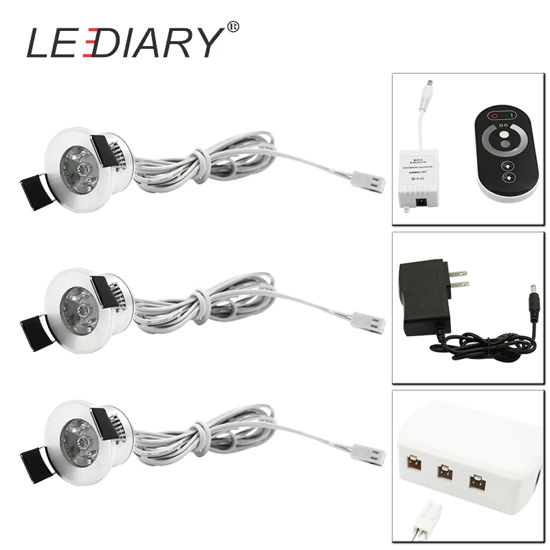 Dimmable 3 lamp Set ZMISHIBO светодиодный потолочный мини-светильник с регулируемой яркостью 1,5 Вт 27 мм Встраиваемая Серебристая лампа для шкафа с дистанционным управлением 85-265 в - Испускаемый цвет: Dimmable 3 lamp Set