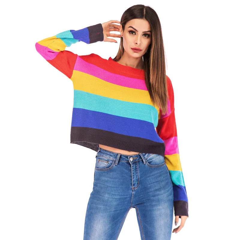 Модный S-2xl с круглым вырезом и длинными рукавами женский короткий свитер Jl-yh010 |