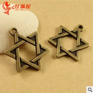 

A3593 Free Shipping 100pcs/bag size 18*22mm color bronze Hexagram Antique diy pendant Jewelry findings accessories