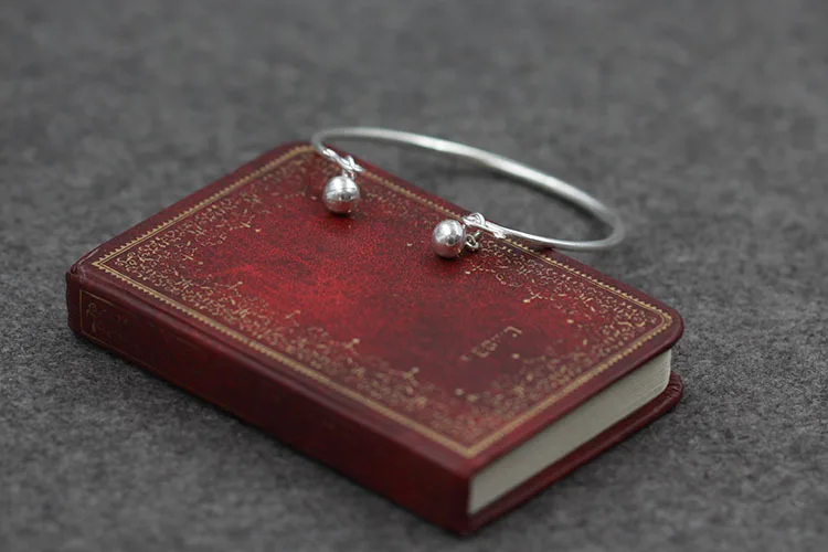 925 Sterling Silver glossy C-shaped bell opening adjustable lady bracelet bangles ring Handmade Thailand | Украшения и аксессуары